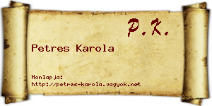 Petres Karola névjegykártya